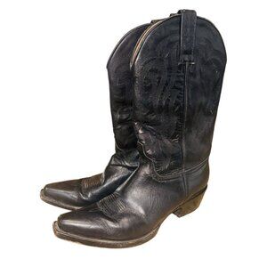 Shyanne Western Black Leather Cowboy Boots Size 10B Coastal Cowgirl Pointed Toe